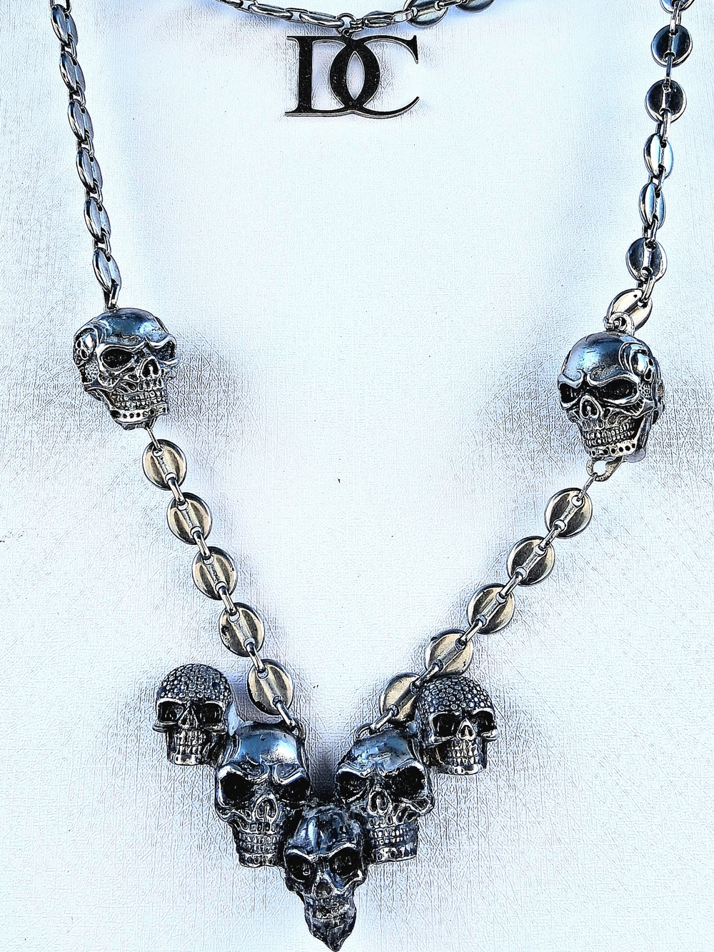 Men's Stainless Steel Skull Chain Necklace — Gothic Skull Pendant Jewelry